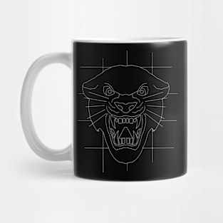 Panther head face drawing in white Mug